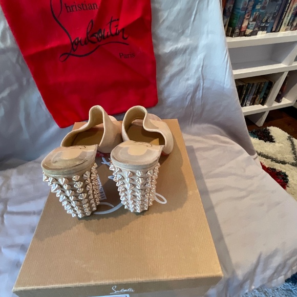 Christian Louboutin Mulondon 85 Poudre/Met Apricot Suede Lame - size 38 - Picture 3 of 7